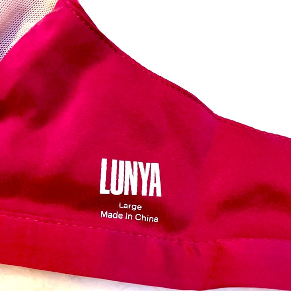 Lunya Stretch Stripe Silk Bra Bralette Raspberry Pink Large - Picture 6 of 9